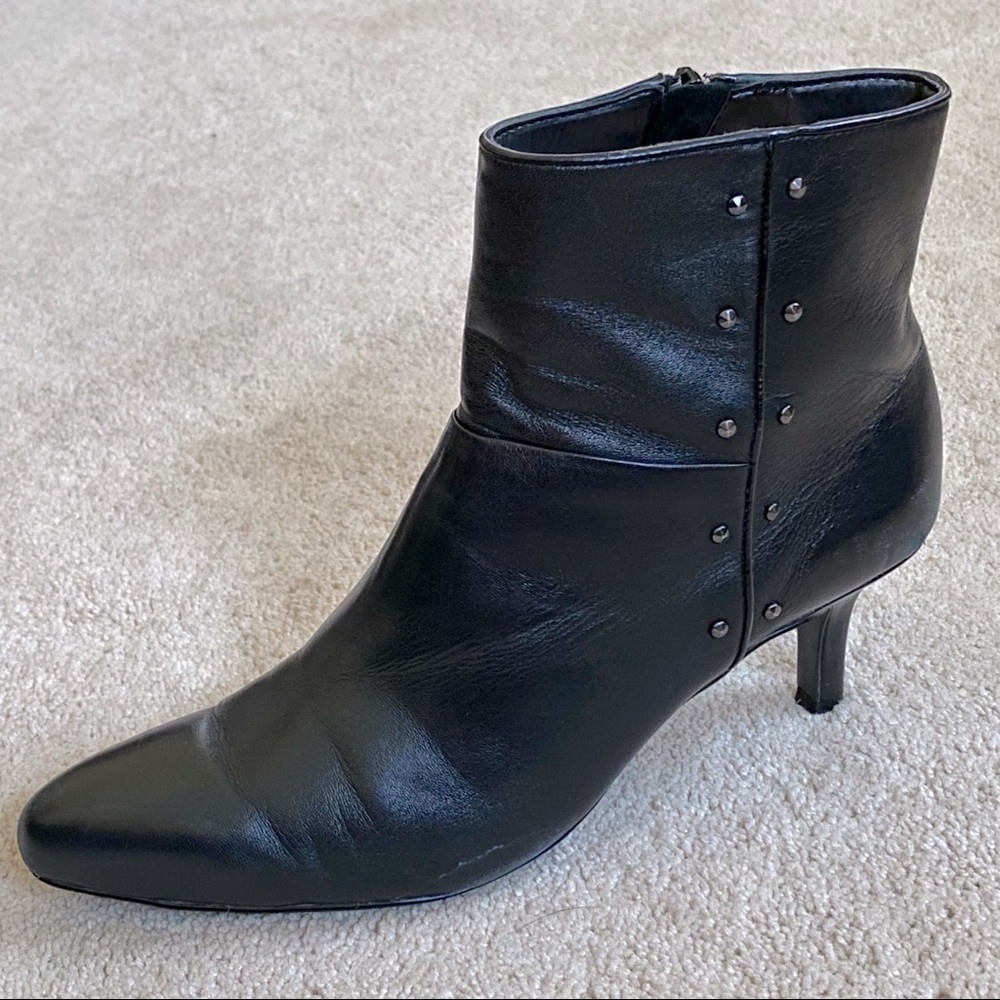 Tahari Pilar Black Leather Ankle Boots